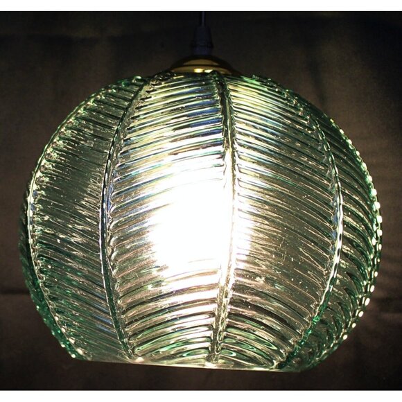 Hanging Glass Pendant Ceiling Light Small Ribbed Leaf Ball Modern Summer Beach - Picture 1 of 7